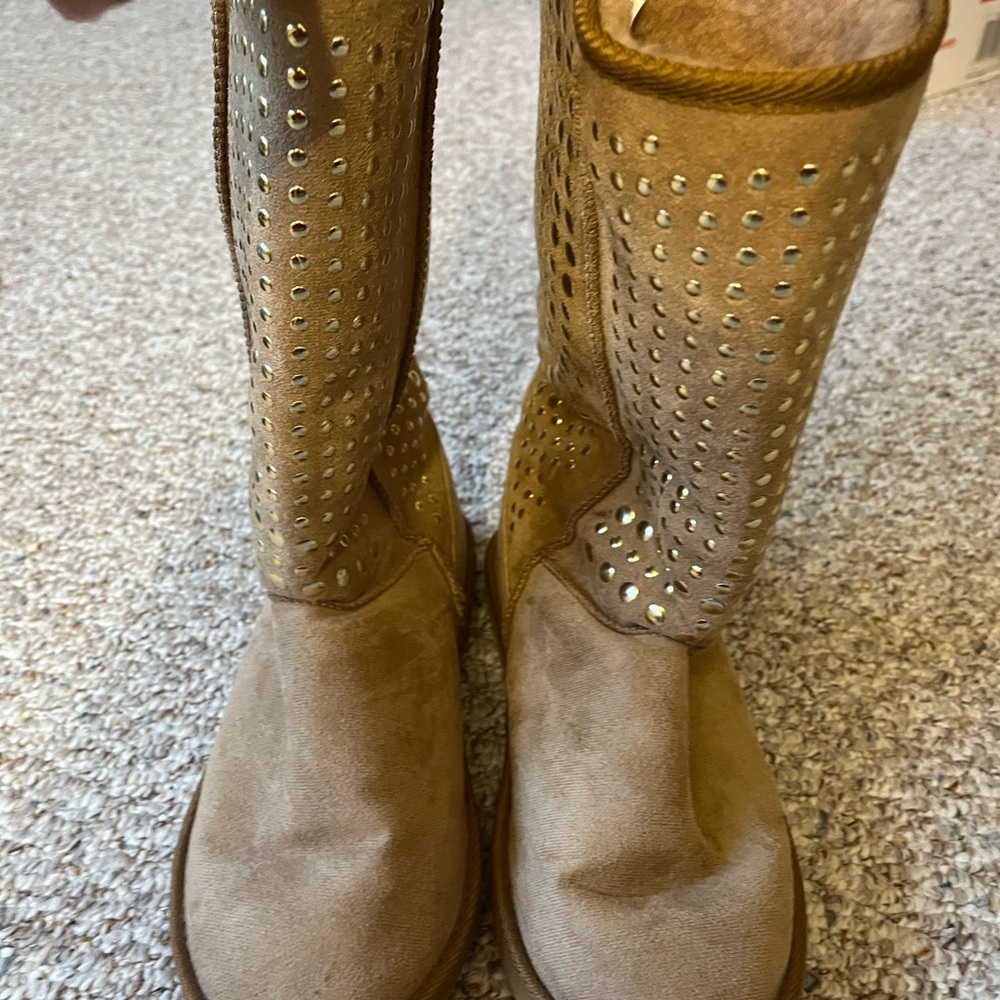 Studded Tan Boots - Picture 2 of 2